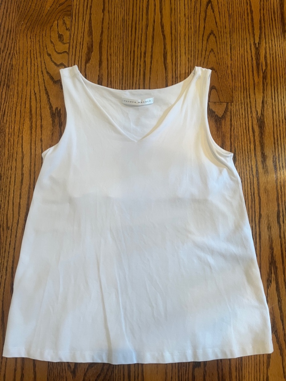 Susana Monaco White V-Neck Sleeveless Tank Top